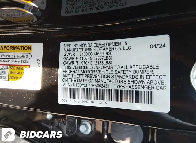 HONDA ACCORD HYBRID SPORT-L 2024