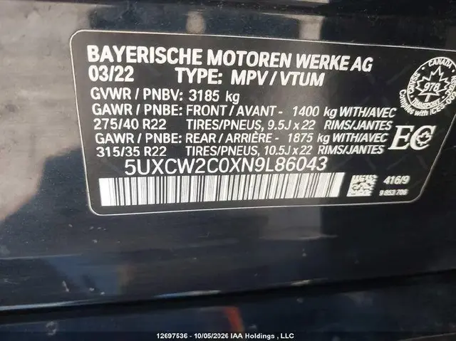 BMW X7 SPORTS ACTIVITY VEHICLE 2022
